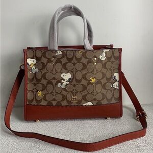 Coach Brown Snoopy Tote Bag